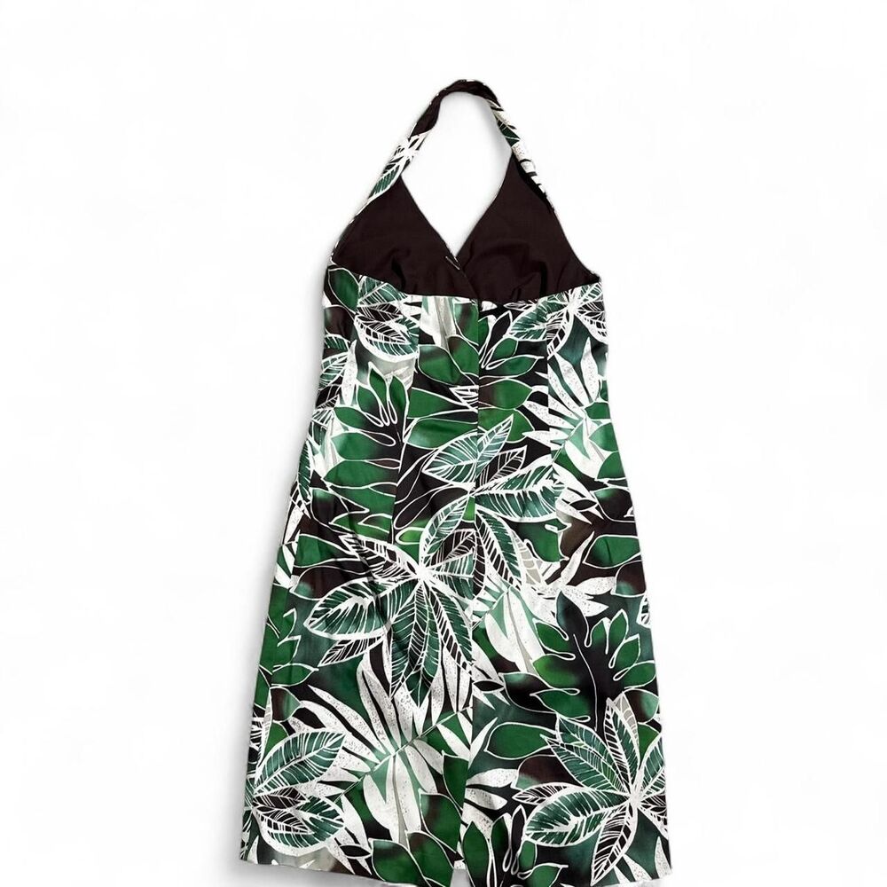 Tropical Leaf Halter Dress | Green Hawaiian Summer | Size 8P | Jones New York - Picture 8 of 8